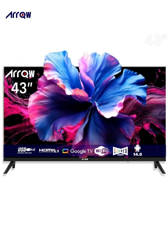 تلفزيون ذكي QLED مقاس 43 بوصه، دقه Full HD، نظام Android 14 | دقه 1920×1080 | واي فاي مدمج | خاصيه عرض الشاشه | منفذي HDMI | منفذي USB | HDMI ARC/eARC | نتفليكس | يوتيوب | برايم فيديو | اسود | موديل RO-43LPSQ