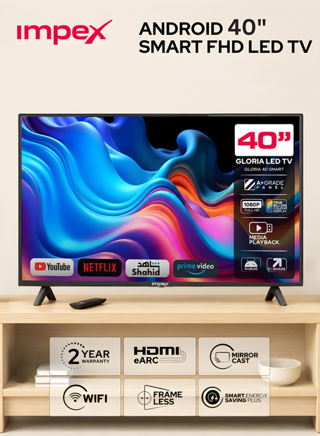 تلفاز QLED ذكي 50 بوصه (اندرويد 14، تصميم بدون اطار، معالج رباعي النواه، 8 جيجابايت تخزين، 1 جيجابايت رام، منافذ HDMI و USB فائقه النحافه، لوحه A+، توفير الطاقه، زاويه عرض واسعه)