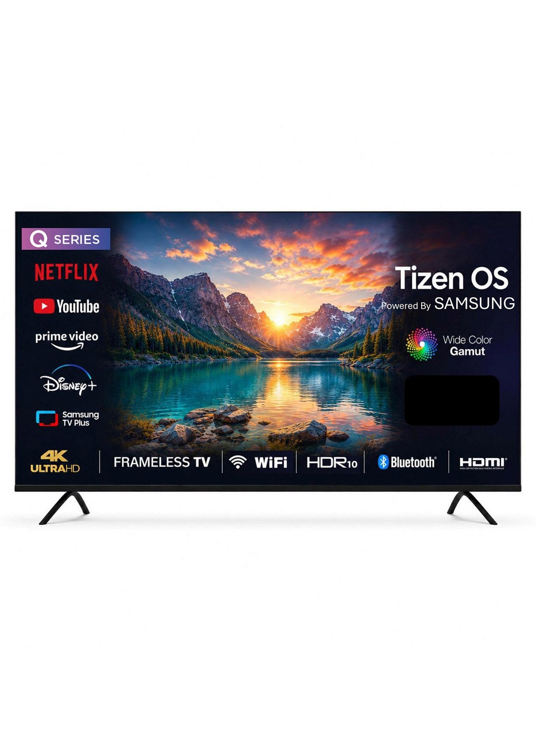 تلفاز ذكي 50 بوصه UHD 4K، يعمل بنظام Tizen من سامسونج، سلسله Q، HDR10، نطاق الوان واسع، بلوتوث، صوت دولبي، HDMI، USB، واي فاي، 50QTZN4KSLED