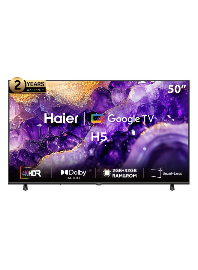 تلفاز جوجل الذكي 55 بوصه 4K UHD | صوت دولبي | HDR 10 | معالج العاب MEMC | 2+32 جيجابايت RAM/ROM | معدل تحديث متغير | وضع تاخير منخفض تلقائي | تصميم فاخر بدون حواف - H55H5F اسود