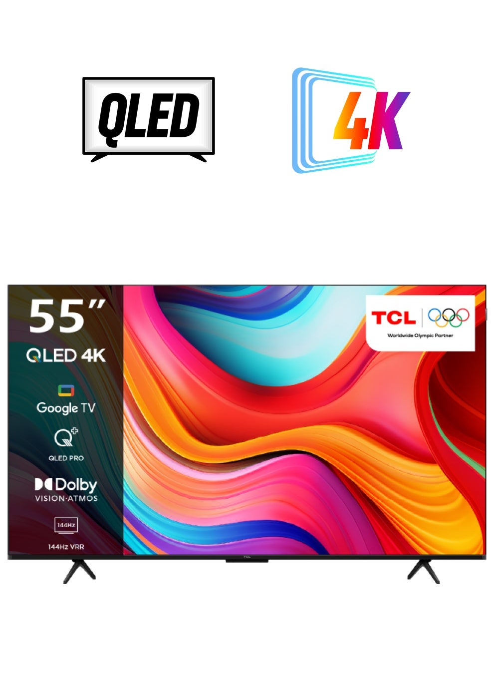 تلفاز العاب اونكيو QLED برو مقاس 55 بوصه بتردد 144 هرتز، 4K UHD، HDR برو، تلفاز جوجل (دولبي فيجن IQ واطلس، وضوح الحركه، تحكم صوتي بدون استخدام اليدين، متوافق مع مساعد جوجل واليكسا)