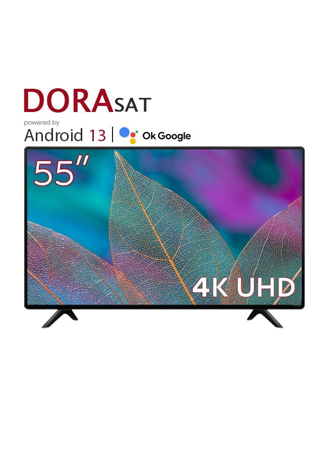 شاشه ذكيه 55 بوصه بنظام تشغيل اندرويد 13 - دقه فائقه الوضوح 4K - موديل DST55U + حامل جداري مجاني