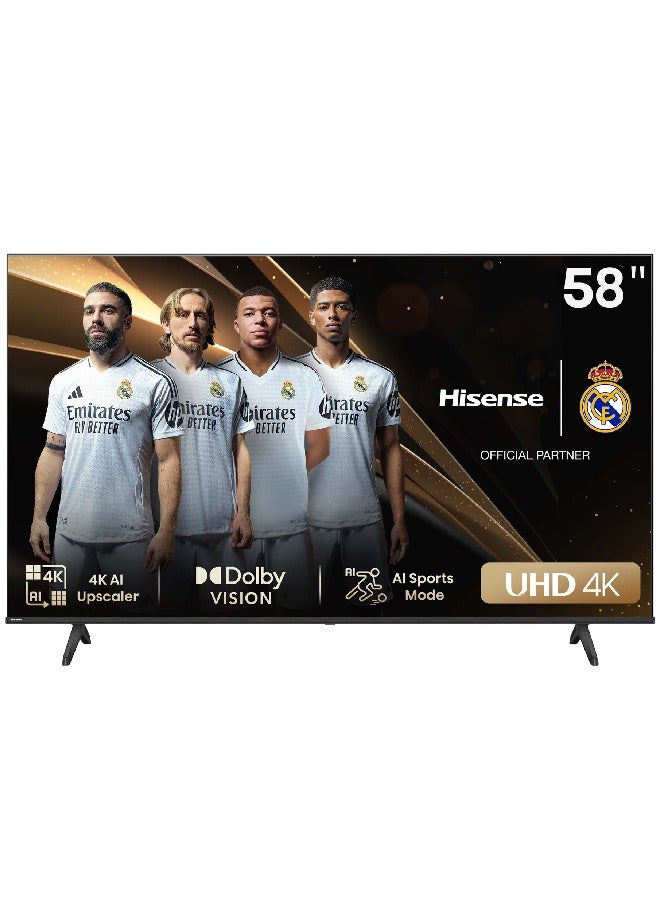 تلفاز ذكي 58 بوصه 4K بتقنيه الذكاء الاصطناعي | 60 هرتز | لون دقيق | رؤيه دولبي | وضع الالعاب بلس | تلفاز VIDAA الذكي | تحكم صوتي | موديل 2024 | ضمان لمده سنتين