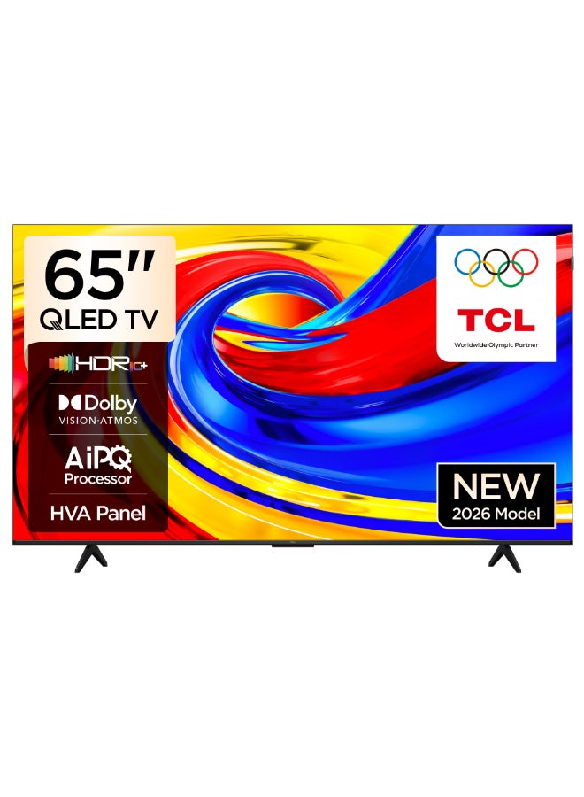 تلفزيون 65 بوصه 4K QLED جوجل سمارت TV، نظام Hi-Fi Onkyo 2.1، لوحه HVA، Dolby Vision • Atmos، 93% DCI-P3، AiPQ، تصميم نحيف وموحد الجسم (طراز 2026)
