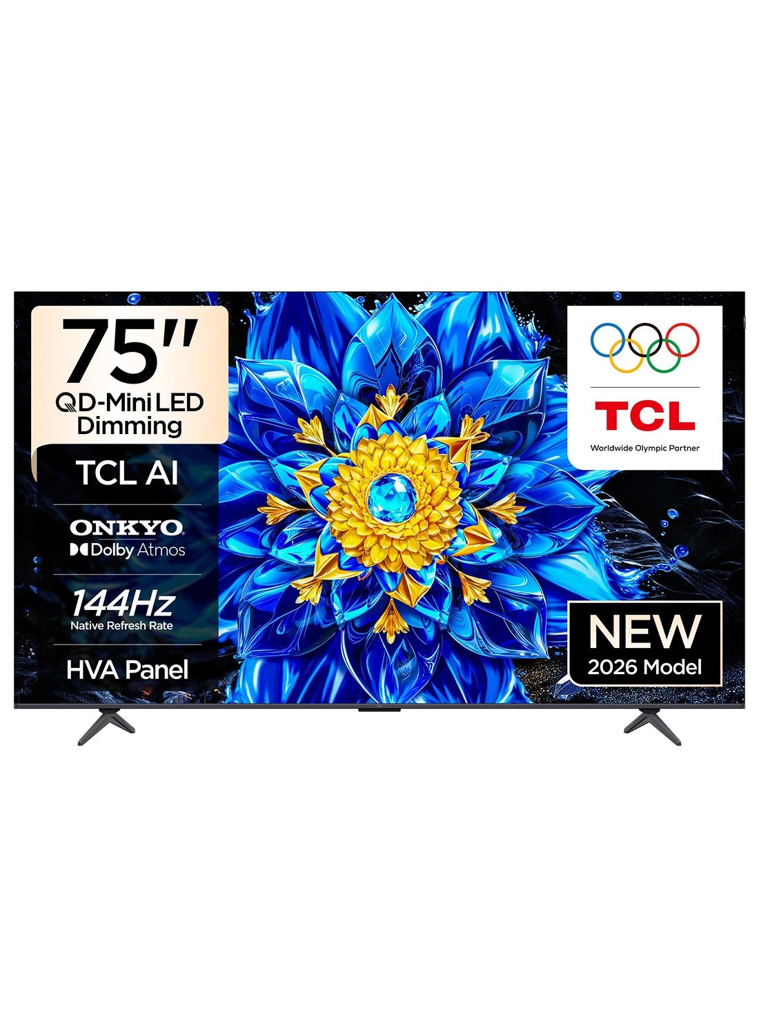 تلفاز 75 بوصه 4K QD-Mini LED مع ديمينغ، تلفاز ذكي من جوجل، معدل تحديث 144 هرتز، 93% DCI-P3، AiPQ Pro، تصميم نحيف وموحد الجسم (طراز 2026)