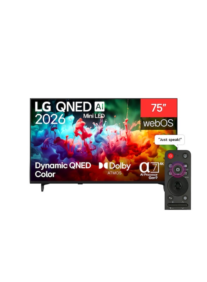 75INch LG QNED AI Mini LED QNED72 4K Smart TV 2026 - 75QNED72B6T Black