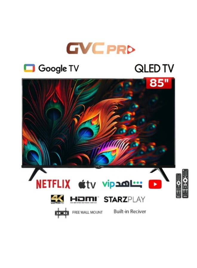 تلفاز QLED بحجم 85 بوصه مع نظام تشغيل Webos، تلفاز ذكي نحيف مع جهازين تحكم عن بعد | 3 منافذ HDMI و 2 منفذ USB، وضع AV، مدخل سماعات الراس، مدخل صوت الكمبيوتر، VGA | تقنيه توفير الطاقه، صوت ديناميكي، ونظام Bluetooth 5.2