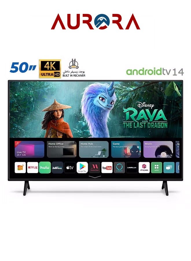 تلفزيون اورورا الذكي 50 بوصه 4K UHD LED، اندرويد 14، AR-50LPS