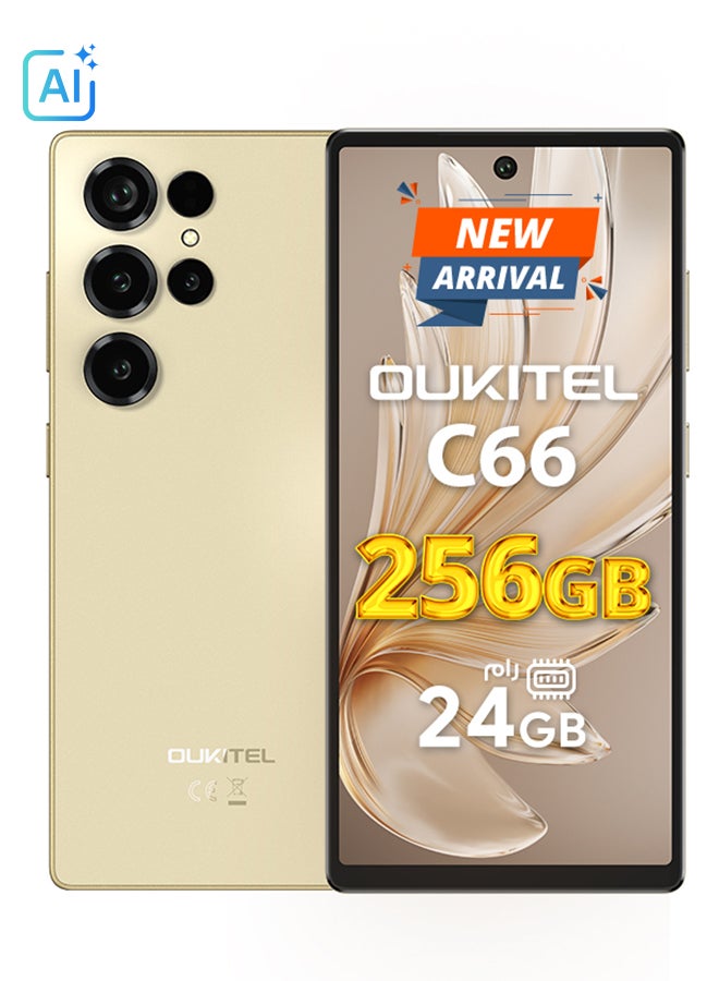 C66 ثنائي الشريحه ذهبي 8+16 جيجابايت رام 256 جيجابايت 4G - نسخه الشرق الاوسط