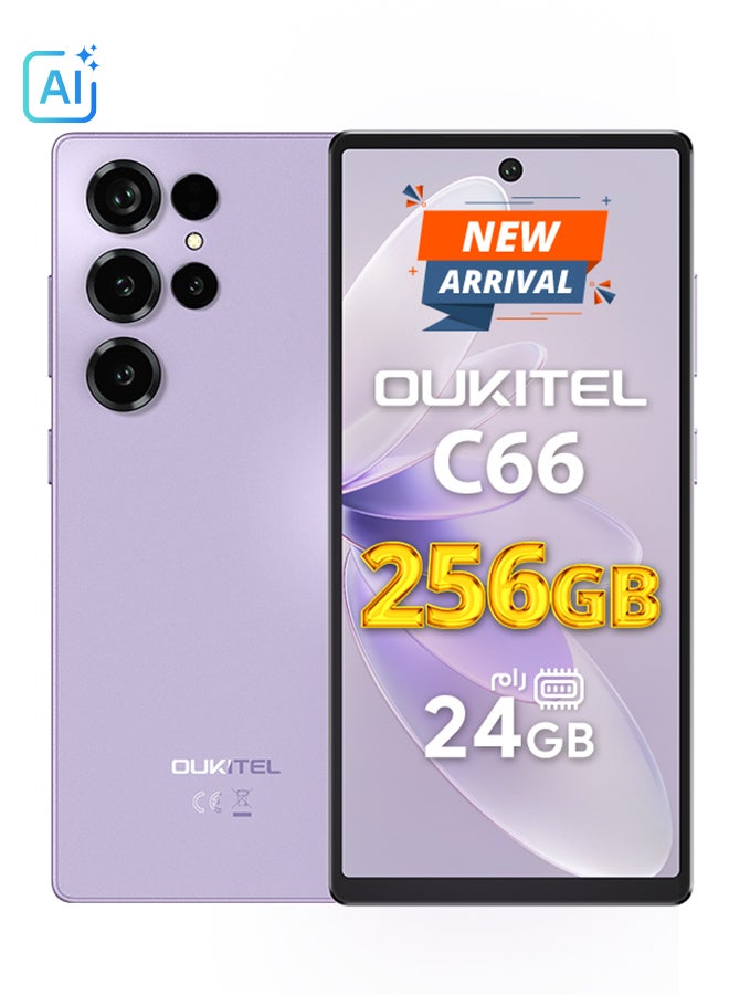 C66 ثنائي الشريحه بنفسجي 8+16GB RAM 256GB 4G - نسخه الشرق الاوسط