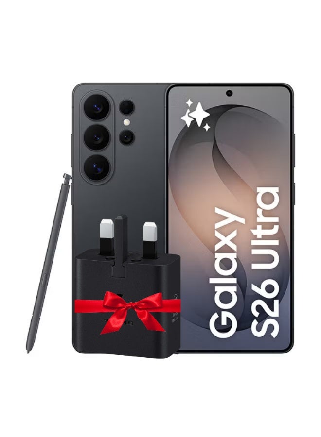 Galaxy S26 Ultra Dual SIM Black 12GB RAM 256GB 5G - Middle East Version With Free 25W Super Fast Charger Type C