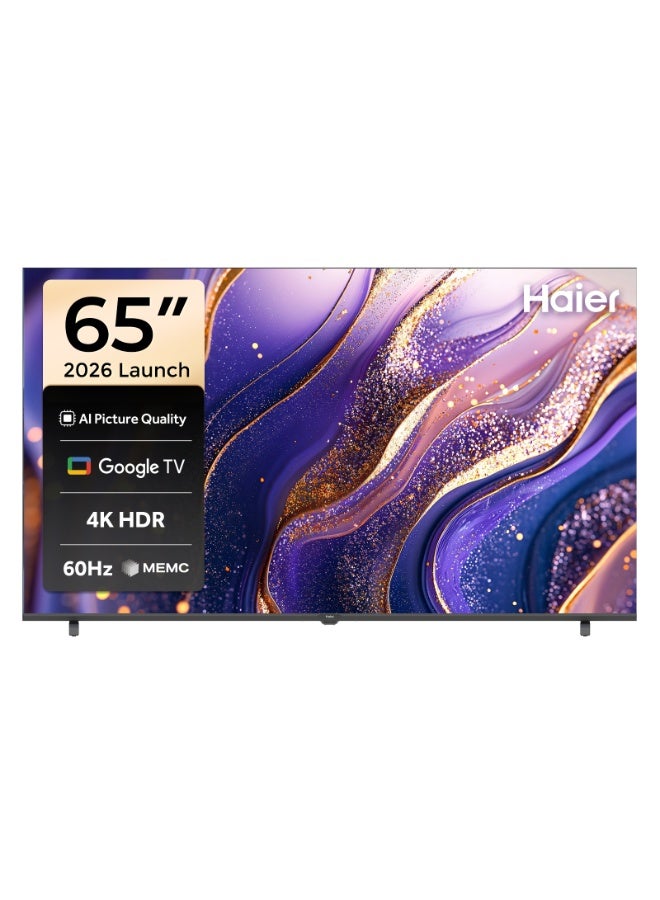 تلفاز جوجل الذكي 65 بوصه 4K UHD | صوت دولبي | HDR 10 | معالج العاب MEMC | 2+32 جيجابايت RAM/ROM | معدل تحديث متغير | وضع تاخير منخفض تلقائي | تصميم فاخر بدون حواف - H65H5F اسود