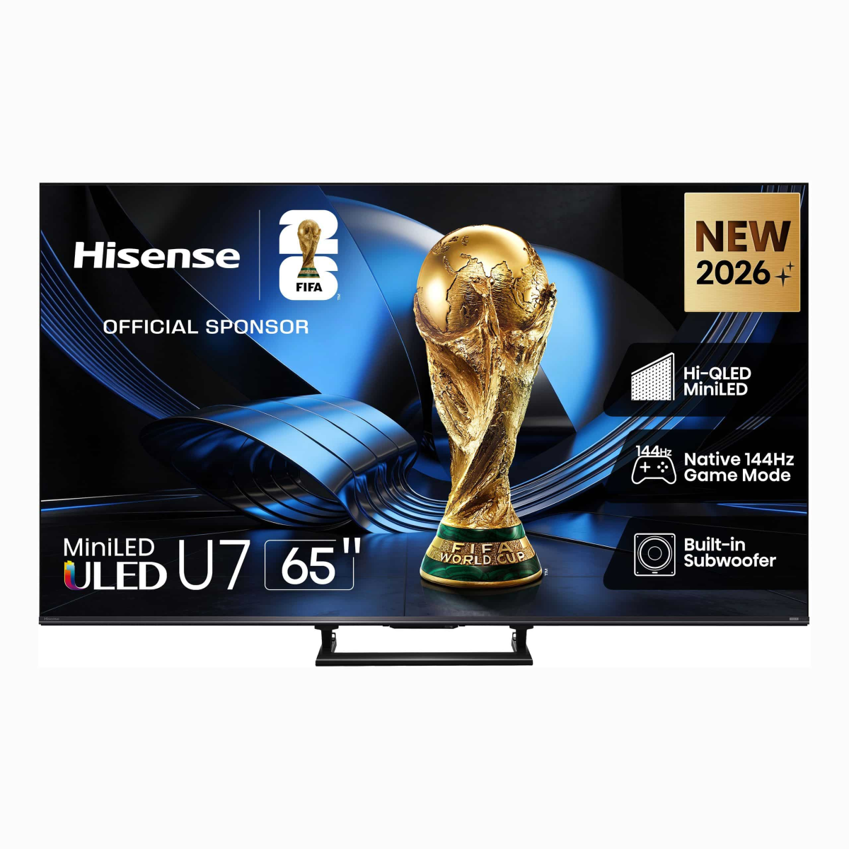 تلفزيون هايسنس 65 بوصه، بدقه 4K UHD HDR، ذكي، Mini LED، معدل تحديث 144 هرتز، يدعم تقنيتي Dolby Vision وDolby Atmos - موديل 65U7S