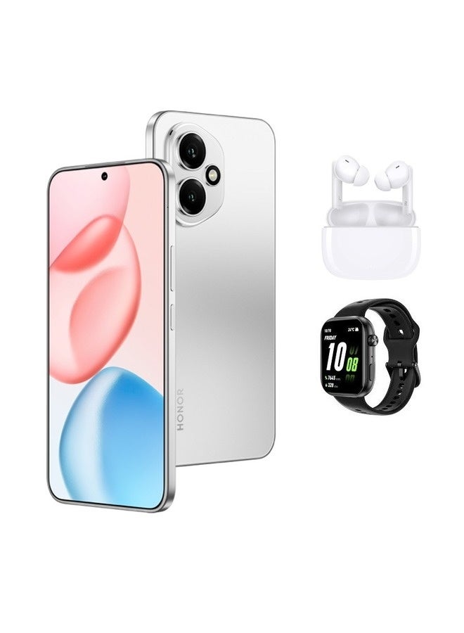 هونر 400 ثنائي الشريحه ميتور فضي 12 جيجابايت رام 256 جيجابايت 5G مع سماعه اذن X7 لايت وساعه اختيار 2i (قد يختلف لون الهدايا)