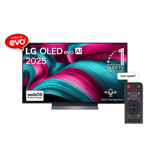 تلفزيون ال جي ايفو C5 الذكي بتقنيه OLED ودقه 4K بتردد 144 هرتز يدعم الذكاء الاصطناعي بنظام webOS25 مقاس 77 بوصه مزود بجهاز تحكم ماجيك مع دعم دولبي (موديل 2025) OLED77C56LA