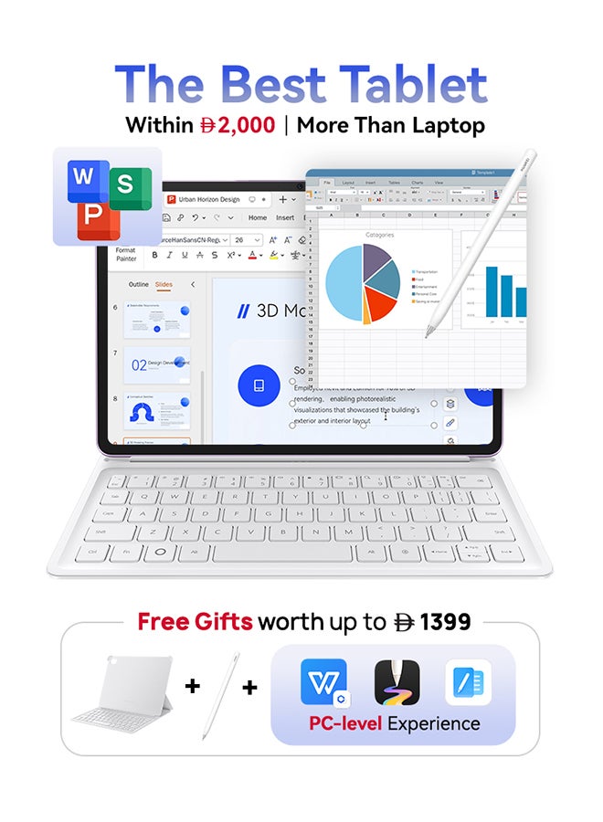 تابلت ميت باد 11.5 2025 ببطانه مات الورقيه بنفسجي واي فاي 8 جيجابايت 256 جيجابايت وبيانات المكتب، مكبرات صوت رباعيه، لوحه مفاتيح قابله للفصل + هديه وضمان ممتد لمده سنه - النسخه الشرق اوسطيه