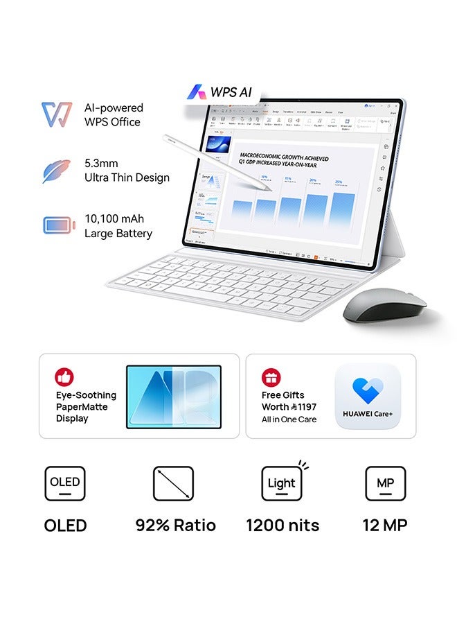 MatePad Air PaperMatte Edition Blue 12+8GB RAM + 256GB WiFi FREE M-PENCIL + Keyboard + Mouse + All-in-one Care - Middle East Version