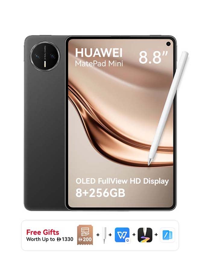 تابلت ميت باد ميني 8.8 بوصه بشاشه OLED مرنه باللون الاسود الجرافيتي 8 جيجابايت RAM 256 جيجابايت شحن فائق 66 واط مع واي فاي + قلم M - النسخه الشرق اوسطيه