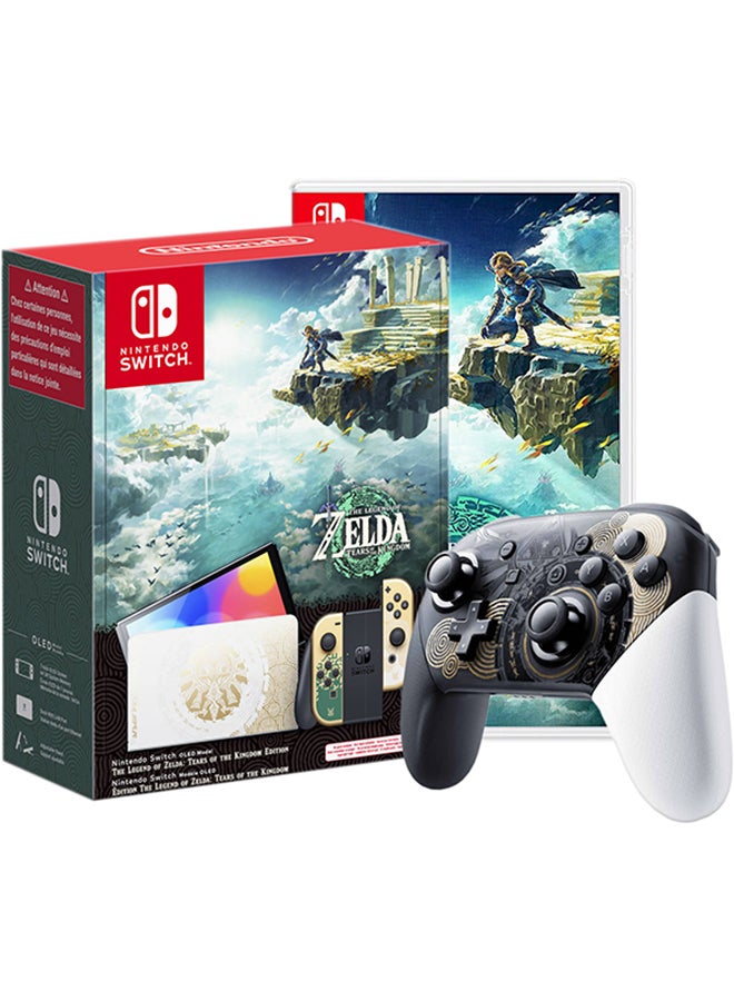 شاشه OLED لجهاز Nintendo Switch The Legend of Zelda Tears of the Kingdom Edition بالاضافه الي لعبه Nintendo Legend of Zelda ووحده التحكم Nintendo Pro