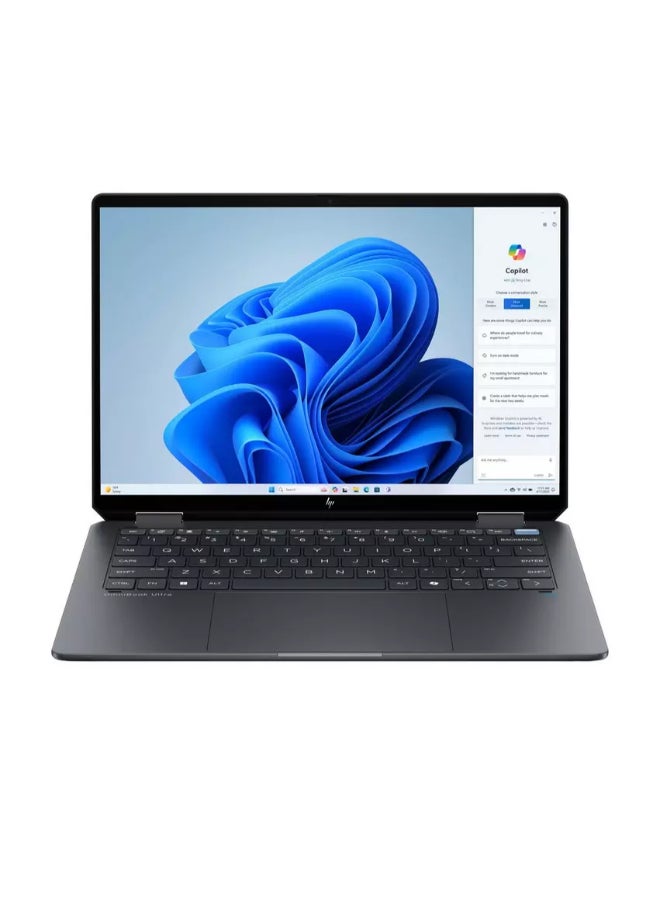 لاب توب اومني بوك 2 في 1 بشاشه OLED مقاس 14 بوصه بدقه 2.8K (2880x1800)، معالج Intel Core Ultra 7-258V، ذاكره وصول عشوائي 32 جيجابايت DDR5، قرص صلب SSD بسعه 1 تيرابايت، معالج رسومات Intel Arc، نظام التشغيل Windows 11 Home، يدعم اللغتين الانجليزيه والعربيه، لون رمادي اكليبس الانجليزيه/العربيه رمادي اكليبس