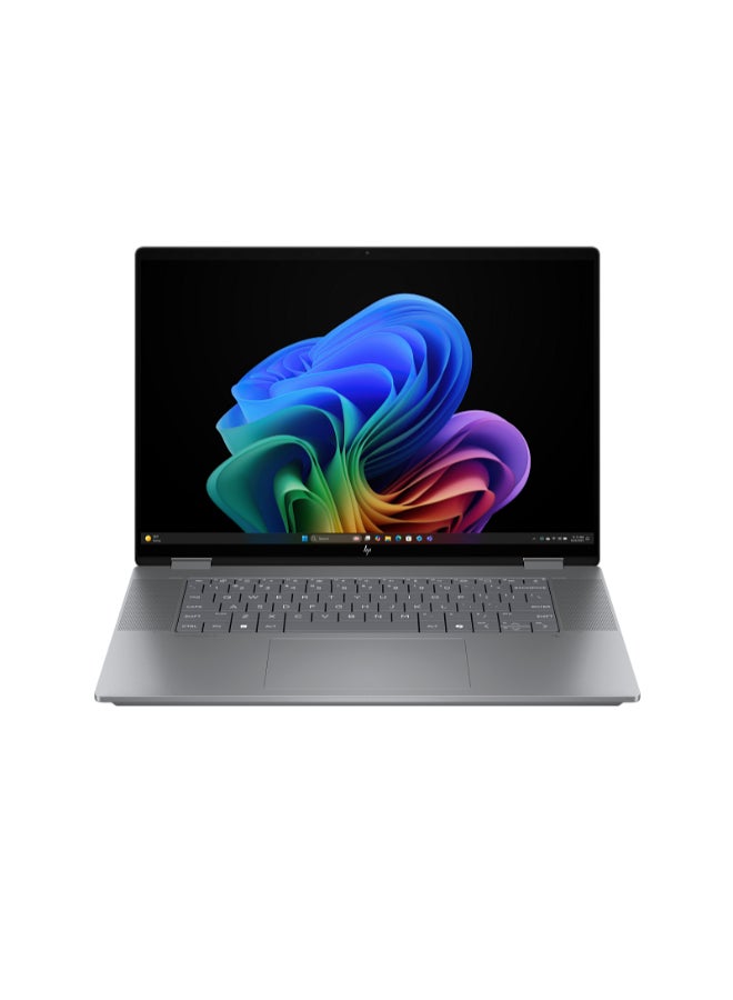 لابتوب OmniBook X Flip 2-in-1 AI 16-ar0000nx بشاشه OLED بدقه 3K (2880x1800) مقاس 16 بوصه، معالج AMD Ryzen AI 7 350، ذاكره وصول عشوائي DDR5 سعه 24 جيجابايت، قرص صلب SSD سعه 1 تيرابايت، بطاقه رسومات AMD Radeon، نظام التشغيل Windows 11 Home، يدعم اللغتين الانجليزيه والعربيه، لون فضي الانجليزيه/العربيه