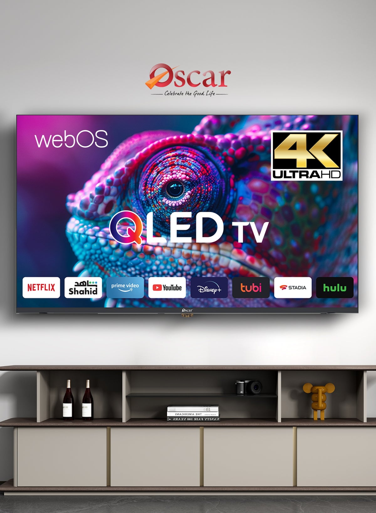 تلفزيون اوسكار الذكي QLED بدقه 4K UHD مقاس 50 بوصه | تصميم بدون اطار | نظام تشغيل webOS الذكي | جهاز تحكم عن بعد سحري | دقه فائقه الوضوح 2160p | واي فاي وبلوتوث مدمجان | HDR | نتفليكس، يوتيوب، برايم فيديو | منفذ HDMI ومنفذ USB - OS50QLEDW