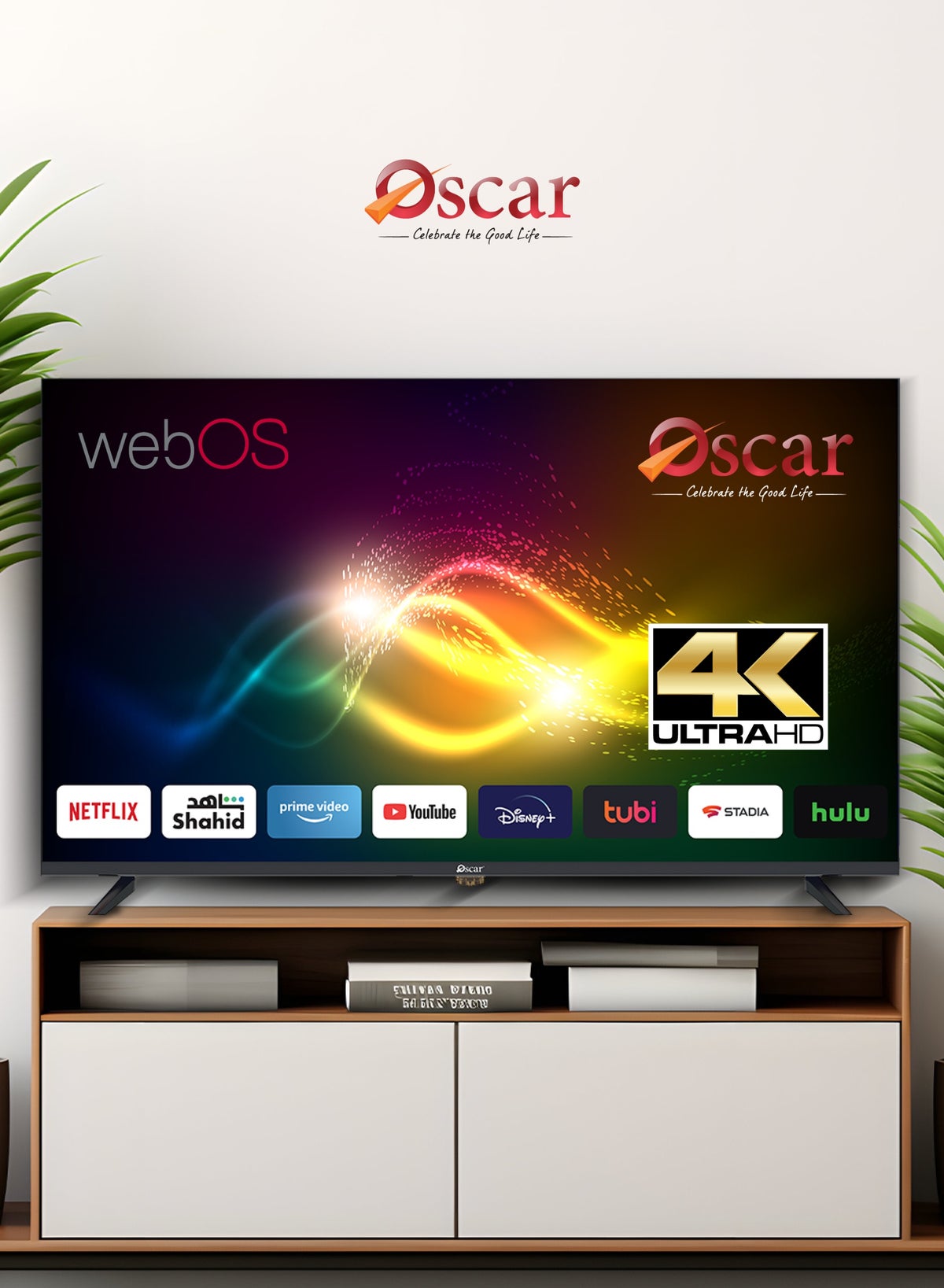 تلفزيون اوسكار 55 بوصه فائق الوضوح 4K بتقنيه WEBOS LED | شاشه بدون اطار، يدعم Apple AirPlay و Miracast لعكس الشاشه، متوافق مع Apple Home، تلفزيون ذكي، ثنائي اللغه (الانجليزيه والعربيه)، تلفزيون باطار نحيف للترفيه المنزلي - OS55PW4KM