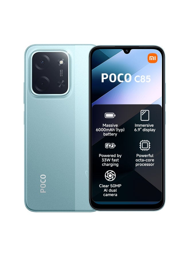 هاتف POCO C85 ثنائي الشريحه اخضر 8 جيجابايت رام 256 جيجابايت 4G - النسخه العالميه