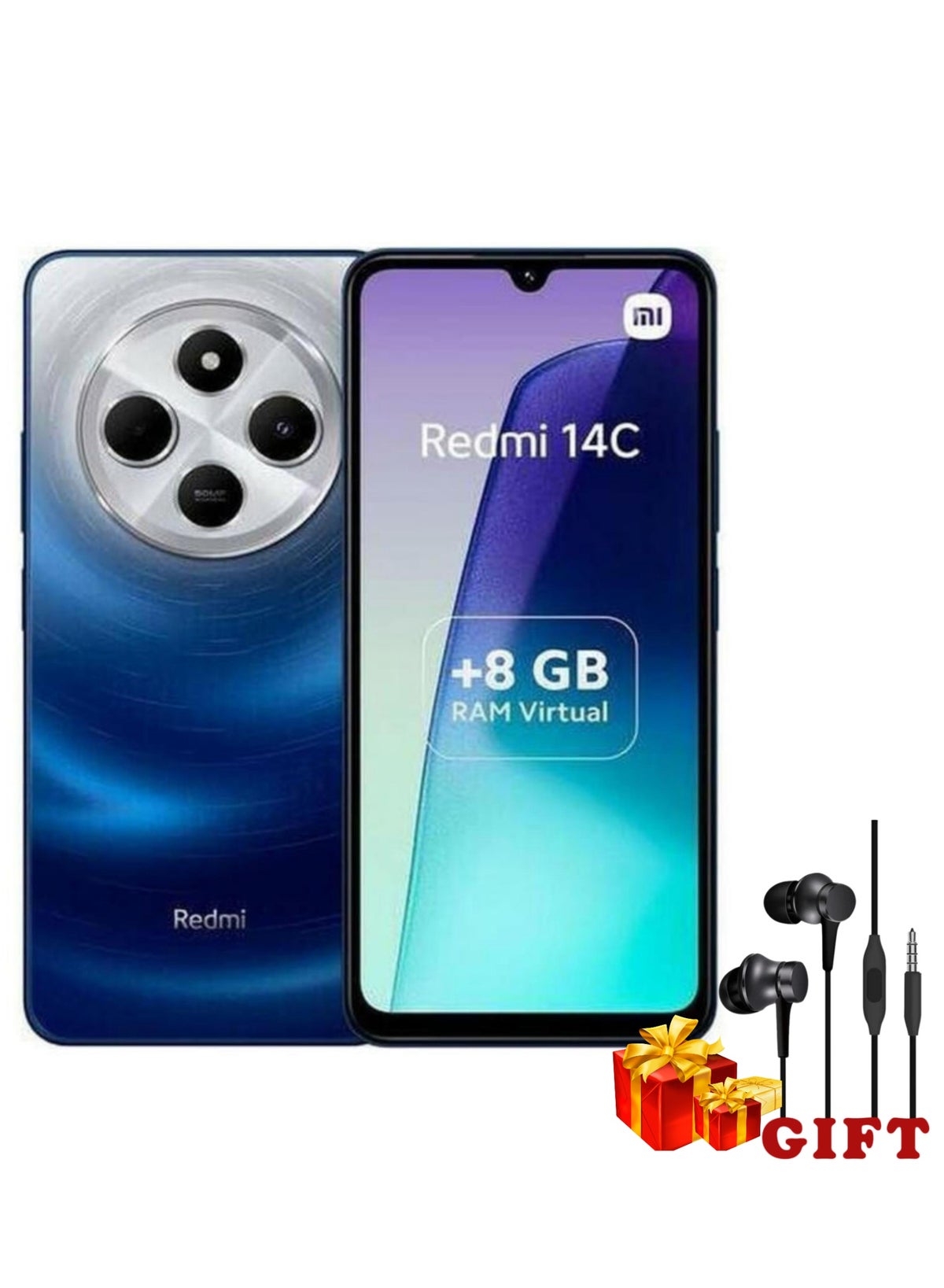 Redmi 14C Dual SIM Starry Blue 8GB RAM(+8GB Extension)256GB 4G+Free Gift Xiaomi 3.5MM Piston Earphones Fresh Edition HSEJ03JY