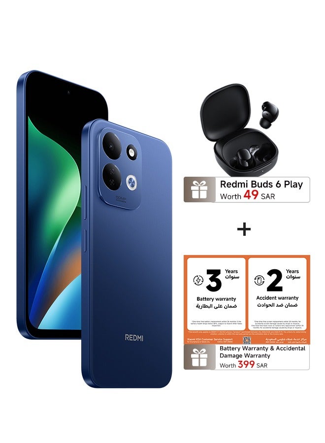 ريدمي 17 ثنائي الشريحه 4G – ذاكره رام 4 جيجابايت، سعه تخزين 128 جيجابايت، ازرق عميق مع هدايا مجانيه (خدمه الضمان الافتراضي وسماعات Redmi Buds 6 Play) - الاصدار العالمي