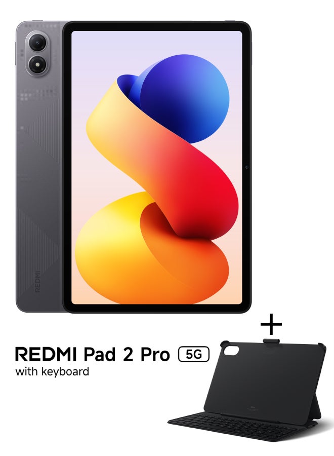 ريدمي باد 2 برو 5G شاشه 12.1 بوصه بدقه 2.5K واضحه كالكريستال رمادي غرافيت 8GB RAM 256GB واي فاي مع لوحه مفاتيح مجانيه - النسخه العالميه