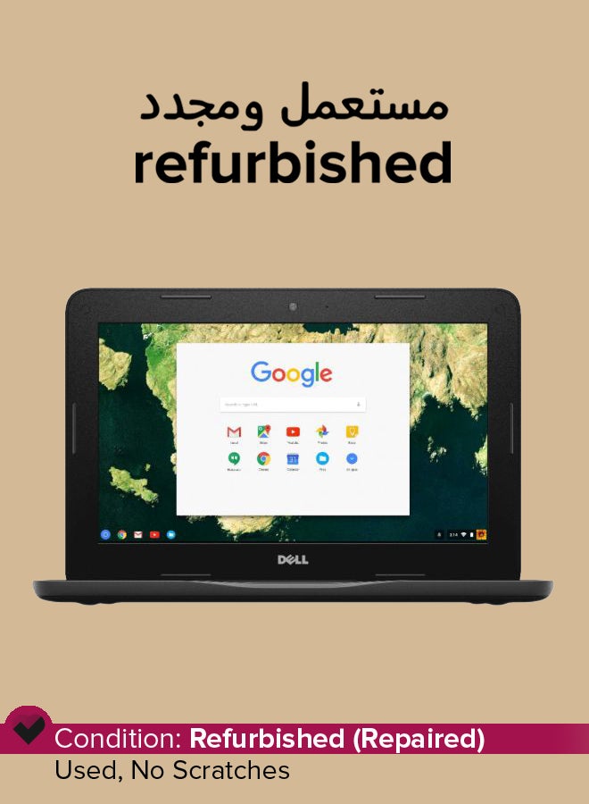 تم تجديده - كمبيوتر محمول Chromebook 11 3180 بشاشه مقاس 11.6 بوصه ومعالج Celeron N3060 وذاكره وصول عشوائي سعه 2 جيجابايت وفلاش eMMC سعه 16 جيجابايت وبطاقه رسومات Intel HD 400