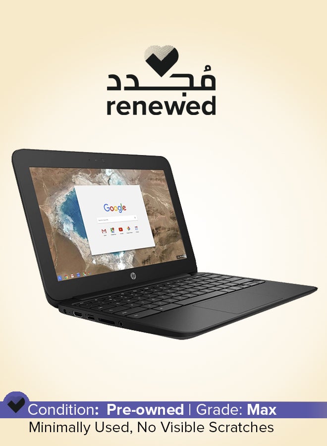 مجدد - لابتوب كروم بوك G5 EE بشاشه مقاس 11.6 بوصه ومعالج انتل سيليرون / الجيل الخامس / ذاكره رام 4 جيجابايت / محرك اقراص SSD بسعه 16 جيجابايت / نظام تشغيل Chrome OS اللغه الانجليزيه اسود