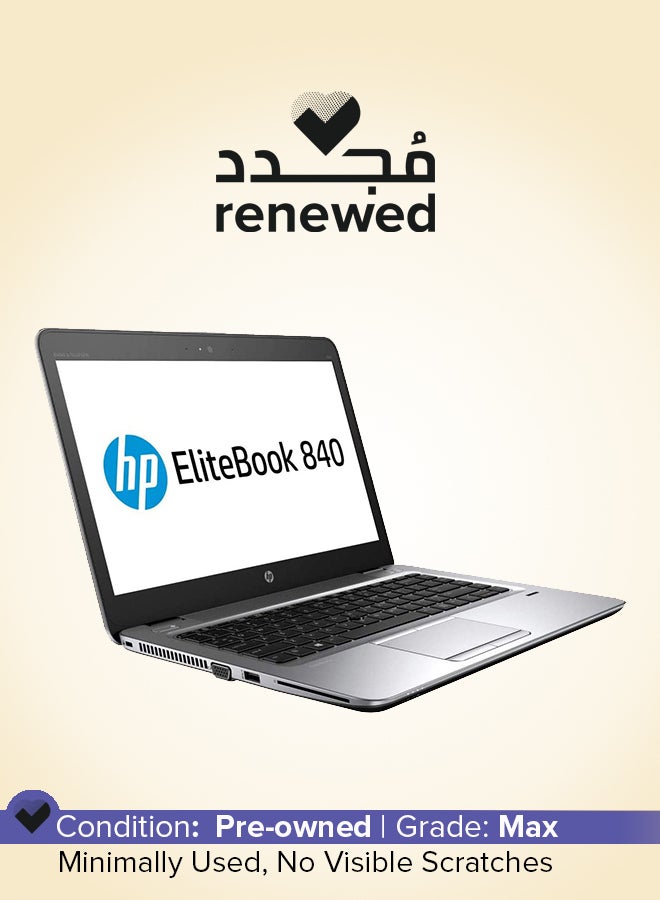 مجدد - لابتوب ايليت بوك 840 G4 اصدار (2017) بشاشه مقاس 14 بوصه ومعالج انتل كور i5 من الجيل السابع وذاكره رام 8 جيجابايت ومحرك اقراص SSD بسعه 256 جيجابايت وبطاقه رسومات مدمجه اللغه الانجليزيه فضي