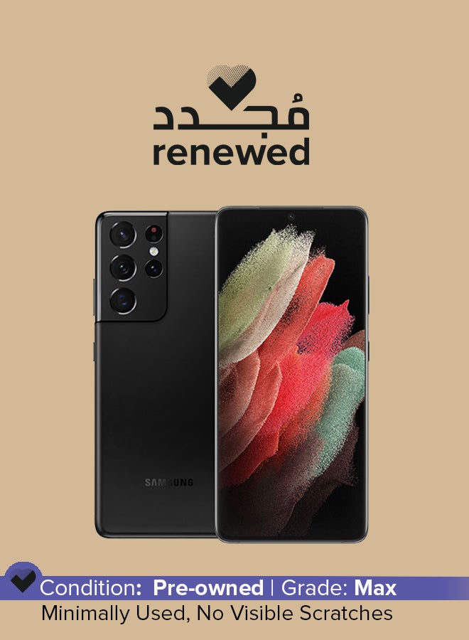 مجدد - جالاكسي S21 الترا ثنائي الشريحه بذاكره رام سعه 12 جيجابايت وذاكره داخليه سعه 256 جيجابايت يدعم تقنيه 5G - اصدار الشرق الاوسط، لون اسود فانتوم