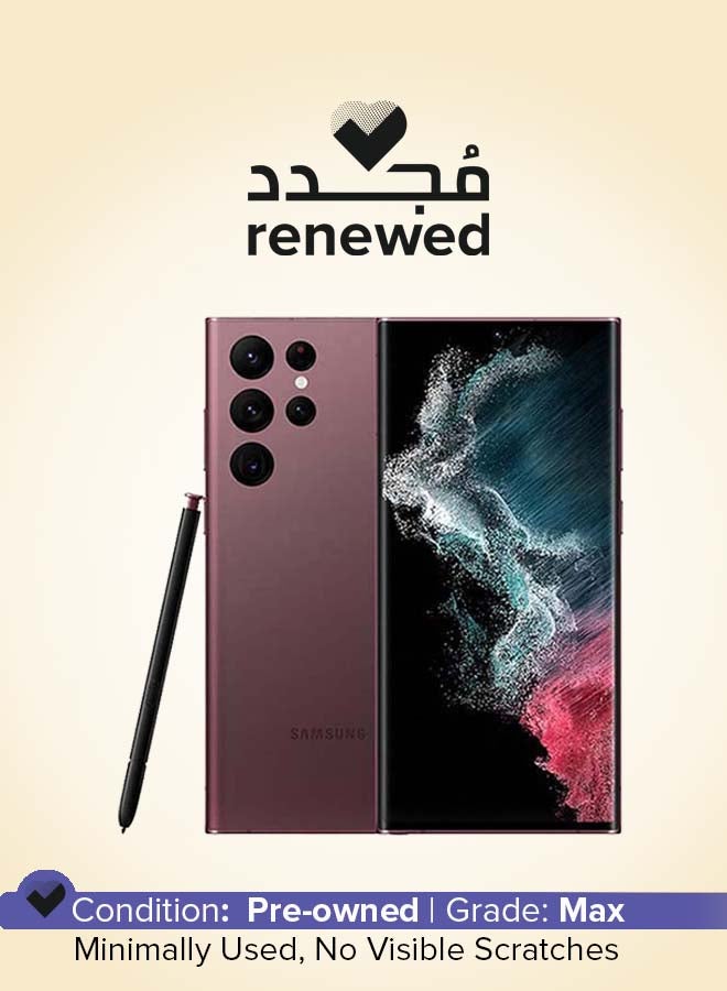 مجدد - جالاكسي S22 الترا ثنائي الشريحه بورجوندي 12 جيجابايت رام 256 جيجابايت 5G - النسخه الدوليه