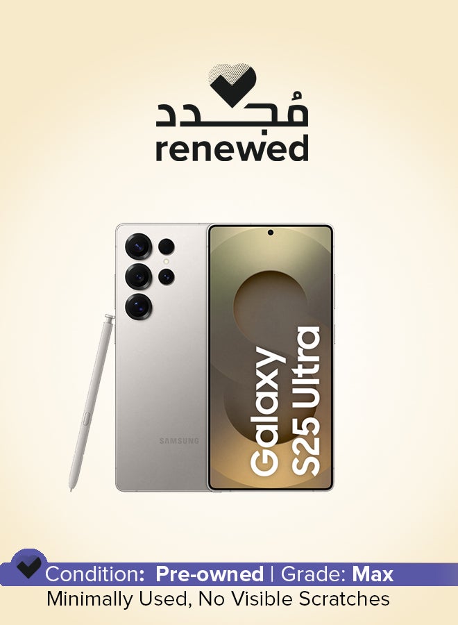 مجدد - جالاكسي S25 الترا AI ثنائي الشريحه رمادي تيتانيوم 12 جيجابايت RAM 256 جيجابايت 5G - النسخه الدوليه