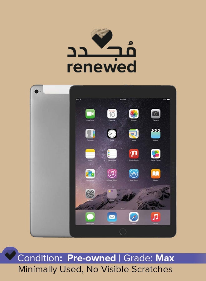 مجدد - اي باد اير (2014) الجيل الثاني بشاشه مقاس 9.7 بوصه وذاكره رام سعه 2 جيجابايت وذاكره داخليه سعه 16 جيجابايت ويدعم تقنيه 4G LTE، لون رمادي فلكي