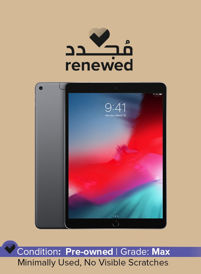 مجدد - ايباد اير 2019 (الجيل الثالث) 10.5 بوصه 256 جيجابايت واي فاي 4G LTE رمادي فضائي مع فيس تايم