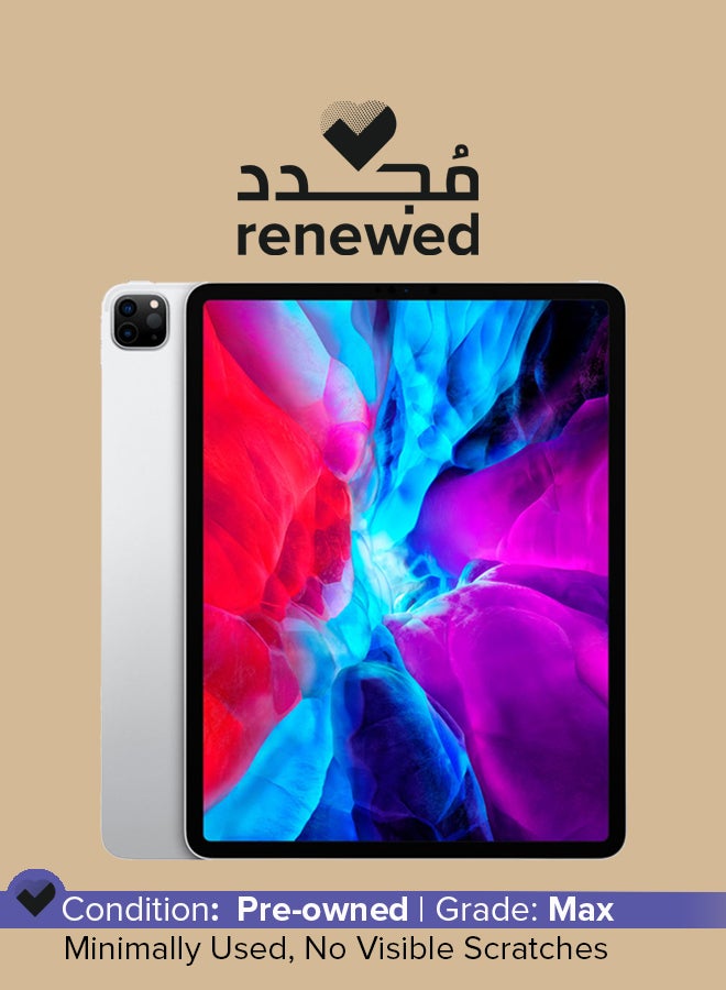 مجدد - ايباد برو 2020 (الجيل الرابع) 12.9 بوصه 256 جيجابايت واي فاي 4G LTE فضي مع فيس تايم