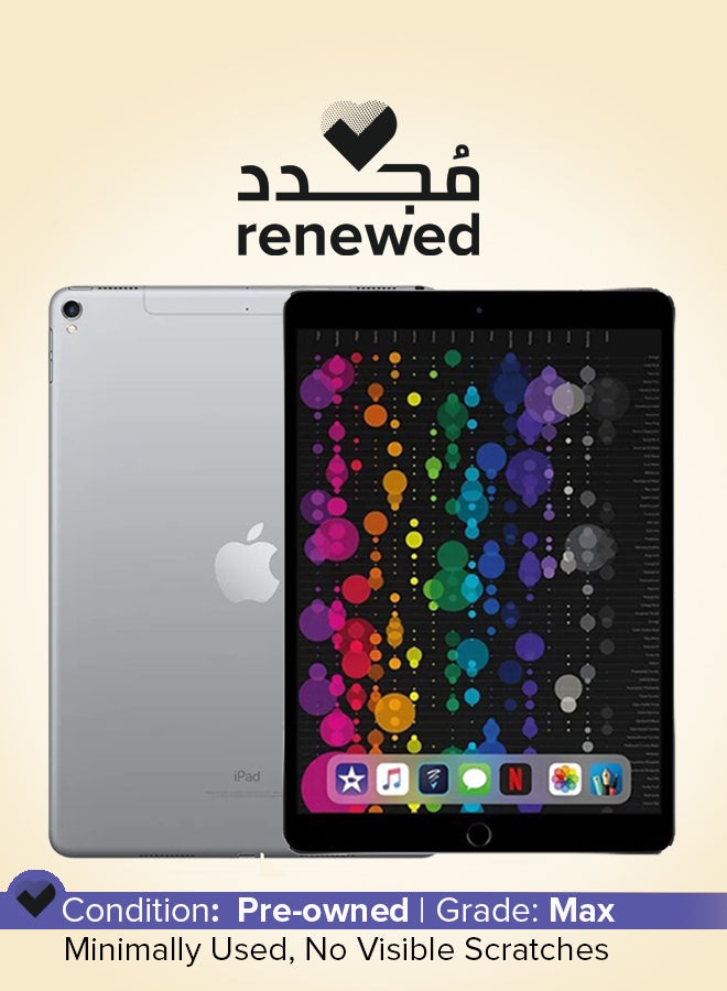 مجدد - اي باد برو الجيل الثاني (2017) بشاشه مقاس 10.5 بوصه وذاكره رام سعه 4 جيجابايت وذاكره داخليه سعه 64 جيجابايت ويدعم تقنيه 4G LTE، لون رمادي فلكي
