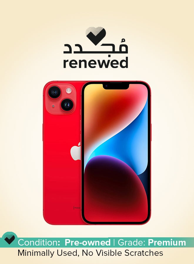مجدد - ايفون 14 128 جيجابايت احمر 5G مع فيس تايم - النسخه الدوليه