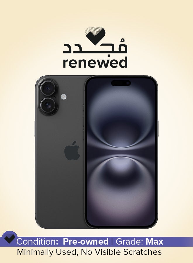 Renewed - iPhone 16 512GB Black 5G With FaceTime - International Version