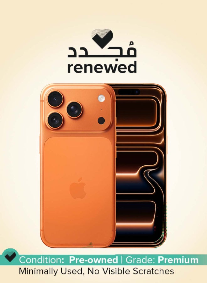 مجدد - ايفون 17 برو 512 جيجابايت برتقالي كوني 5G (eSim فقط) مع فيس تايم - النسخه الدوليه
