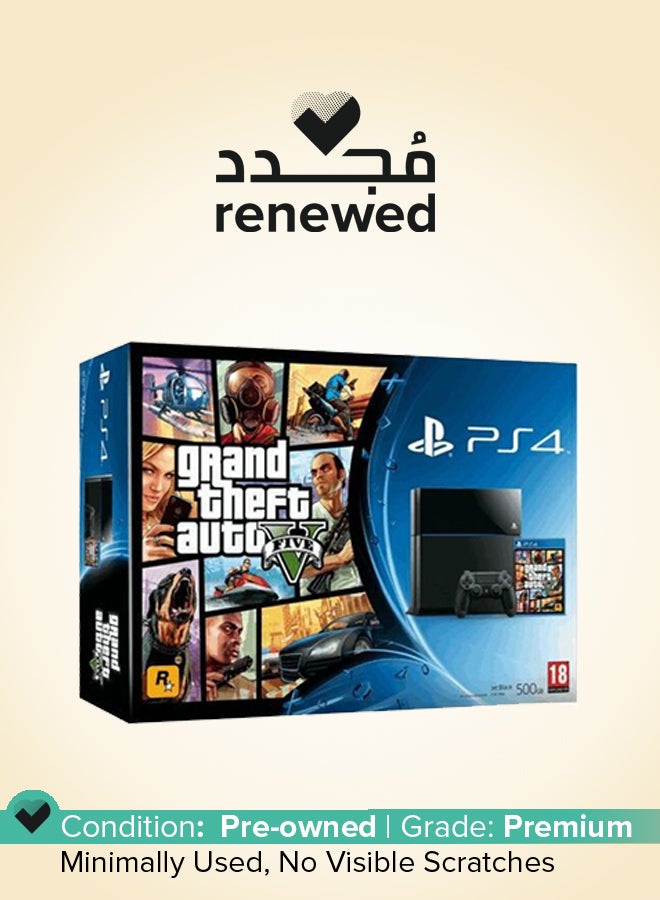 تم تجديده - جهاز بلاي ستيشن 4 بسعه 500 جيجابايت مع GTA PAL