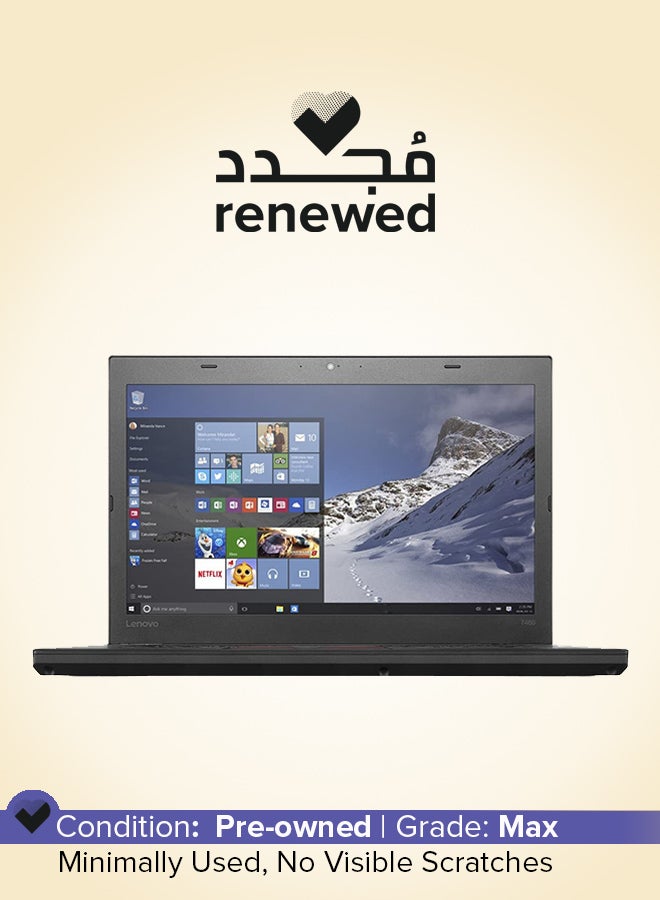 مجدد - لابتوب ثينك باد T460S عام (2016) بشاشه مقاس 14 بوصه ومعالج انتل كور i5 من الجيل السادس وذاكره رام 8 جيجابايت ومحرك اقراص SSD بسعه 256 جيجابايت وبطاقه رسومات انتل 520 مدمجه بدقه عاليه الوضوح اسود اللغه الانجليزيه اسود