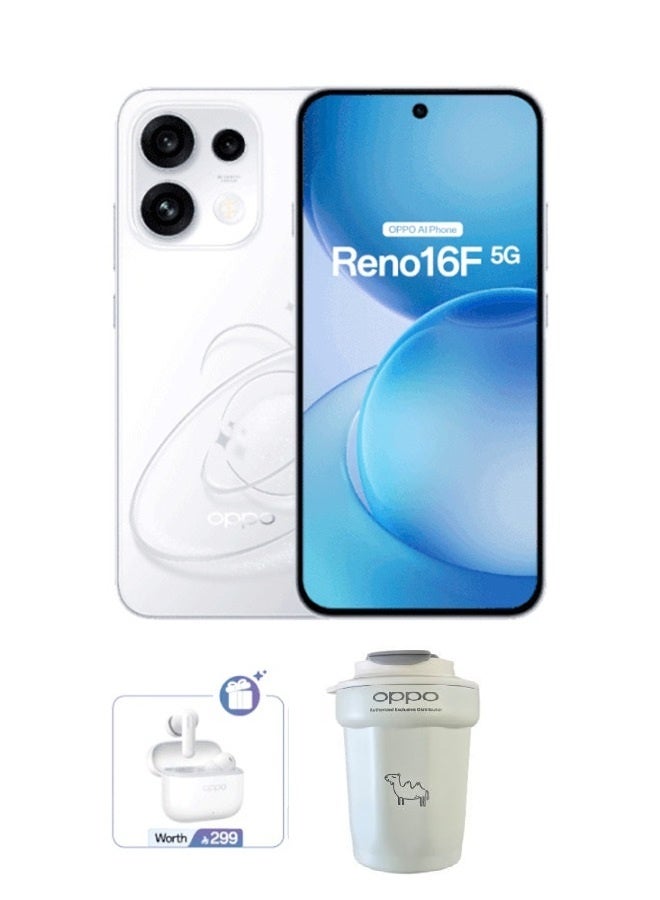 Reno16F 5G Dual SIM Pop White 8GB RAM 256GB with FREE Enco Buds 3 Pro, Mug – Middle East Version