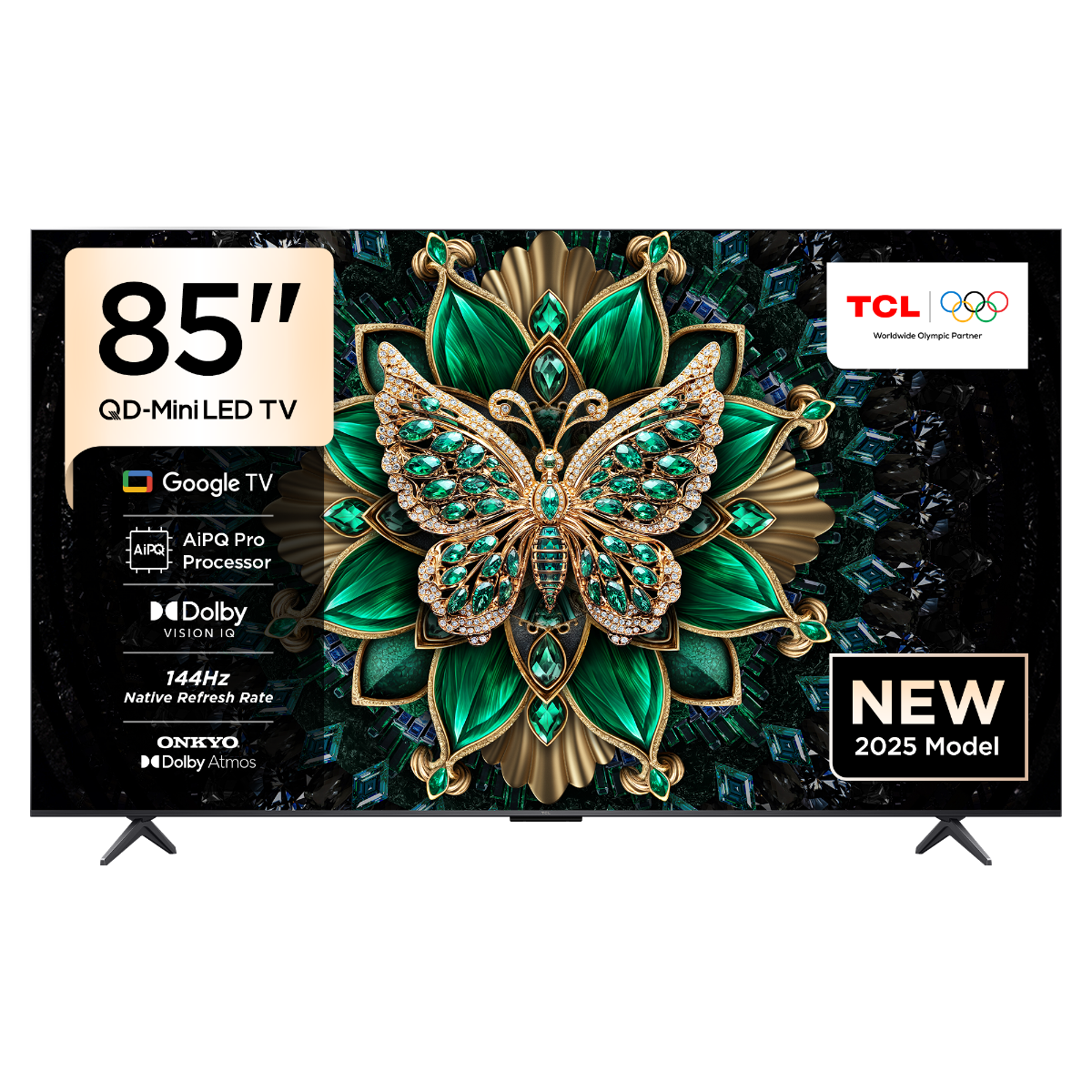 شاشه TCL ذكيه 85 بوصه، 4K UHD، ذكي، QD Mini LED - موديل85Q6C