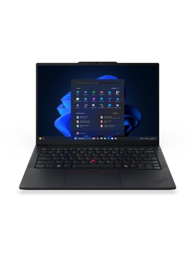 حاسوب محمول ثينك باد E14 Gen 7، شاشه IPS WUXGA 14"، انتل كور الترا 5 226V، ذاكره 16GB LPDDR5X، 512GB SSD، رسومات انتل ارك 130V، لوحه مفاتيح انجليزيه باضاءه خلفيه، اسود