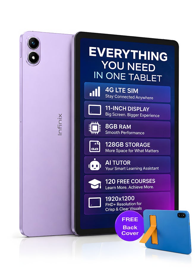انفينكس اكس باد 30E X1102B تابلت 11 بوصه FHD+ 4 جيجابايت+4 جيجابايت رام 128 جيجابايت هيليو G80 بطاريه 7200 مللي امبير 4G اندرويد 15 - بنفسجي حالم